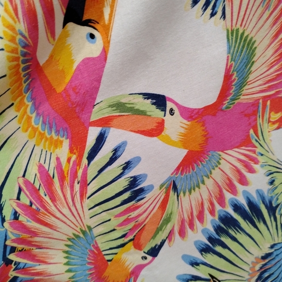 FARM RIO LINEN BLEND TUCAN TROPICAL SKIRT - Picture 6 of 9